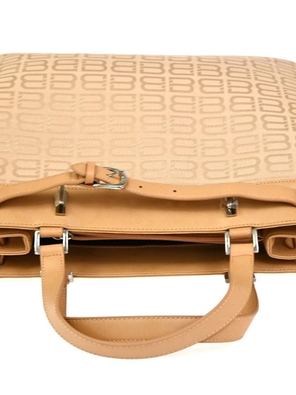 BALENCIAGA Logo BB Pattern Hand Tote Bag Canvas Leather Beige SHW - Picture 5 of 16